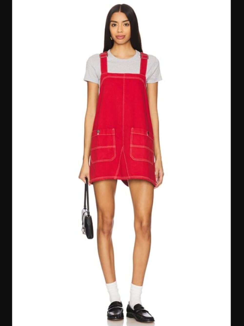 Free People We The Free Overall Smock Mini Dress in Bright Red "Heart Eyes"